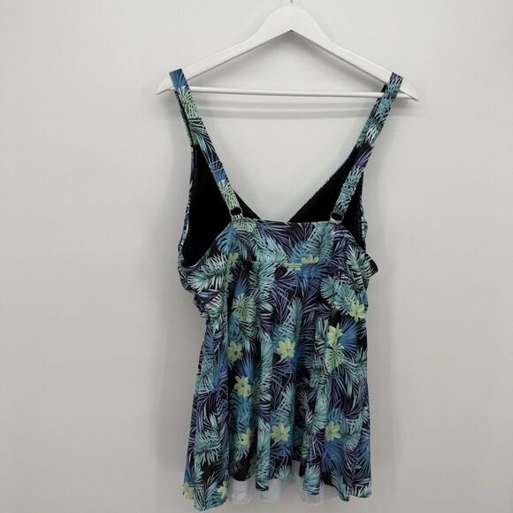 Unbranded Tropical Leaf Pattern Tankini Top Plus Size XXL Beach - Picture 7 of 9
